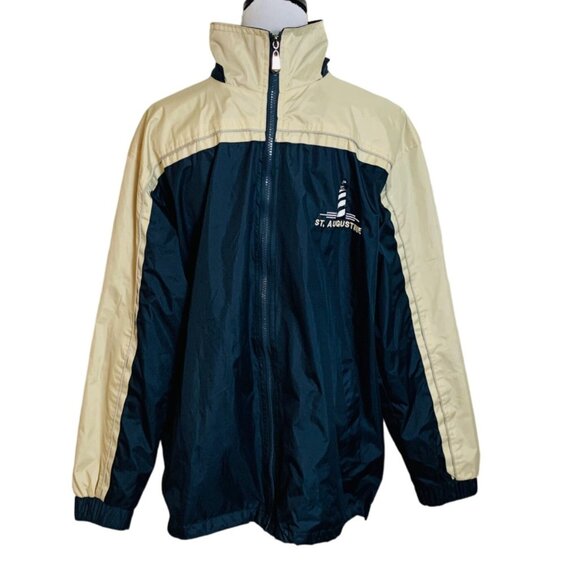 St Augustine Lighthouse Windbreaket Jacket Mens Size M Navy Beige VTG Maritime - Picture 15 of 15